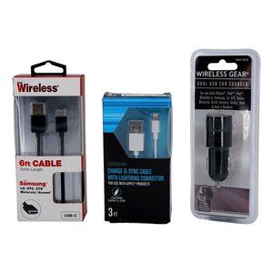 Wireless Cable Set of 3 - Just Wireless, 6 Ft Cable, USB-C; Infinitive Charge an